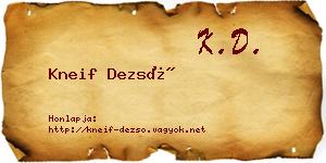 Kneif Dezső névjegykártya